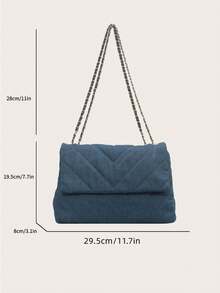 时尚刺绣休闲大容量牛仔单肩包 - 藏蓝色 - 查看 3