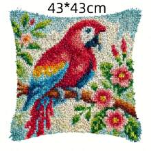 1pc Budgie, Red, Green, Blue And Yellow, Available In A Variety Of Styles Latch Kit, DIY Throw Pillow Cover, Sewing Cushion Cover, Hand Crochet, Suitable For Large Family 17x17 Inches