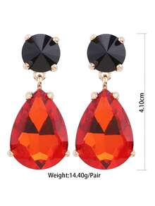 ACEHLN 1 par de pendientes de botón de aleación de zinc con estilo norteamericano con colgante de gota de cristal, pendientes de lujo decorados con diamante de imitación para bodas y ocasiones formales - Estilo 1 - Ver 11