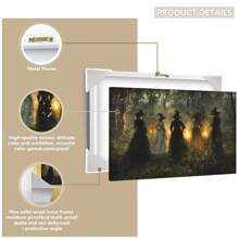 1 pieza, Arte de pared de lienzo de Halloween, Impresión de arte de pared de bruja vintage, Descarga de arte de pared de estilo melancólico, Decoración de estilo rural de arte oscuro, Adecuado para otoño, Halloween, Temporada de fantasía y terror, Decoración de bruja