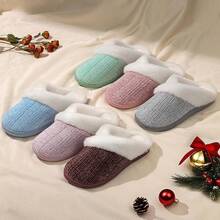Women's Fuzzy Slip-On Slippers Indoor And Outdoor Use, Comfy Foam, Anti-Skid Rubber Hard Sole - Burgundy - View 6