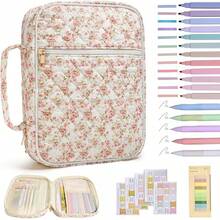 Floral Bible Cover Case With Highlighters Large Bible Tote Bags Organizer Quilted Carrying Case For Girls,Bible Study Suppliesn Journaling Kit Book Carrying Case With Highlighters Supplies Accessories Christian Gifts For Women For Storing Pens, Bookmarks, Stickers, Notebooks - Hoa bướm mùa thu - Xem 4
