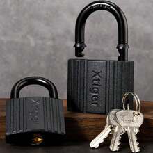 1 件重型挂锁，带 3 把钥匙 - 耐用哑光饰面 | 黑色防水防锈设计 | 适用于仓库、大门、笼子、棚屋、栅栏等。