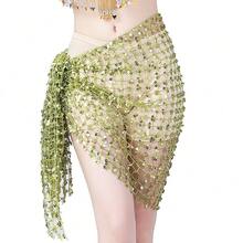 女士镂空肚皮舞臀巾女士肚皮舞流苏臀裙服装配饰亮片短裙 - 彩色 - 查看 10