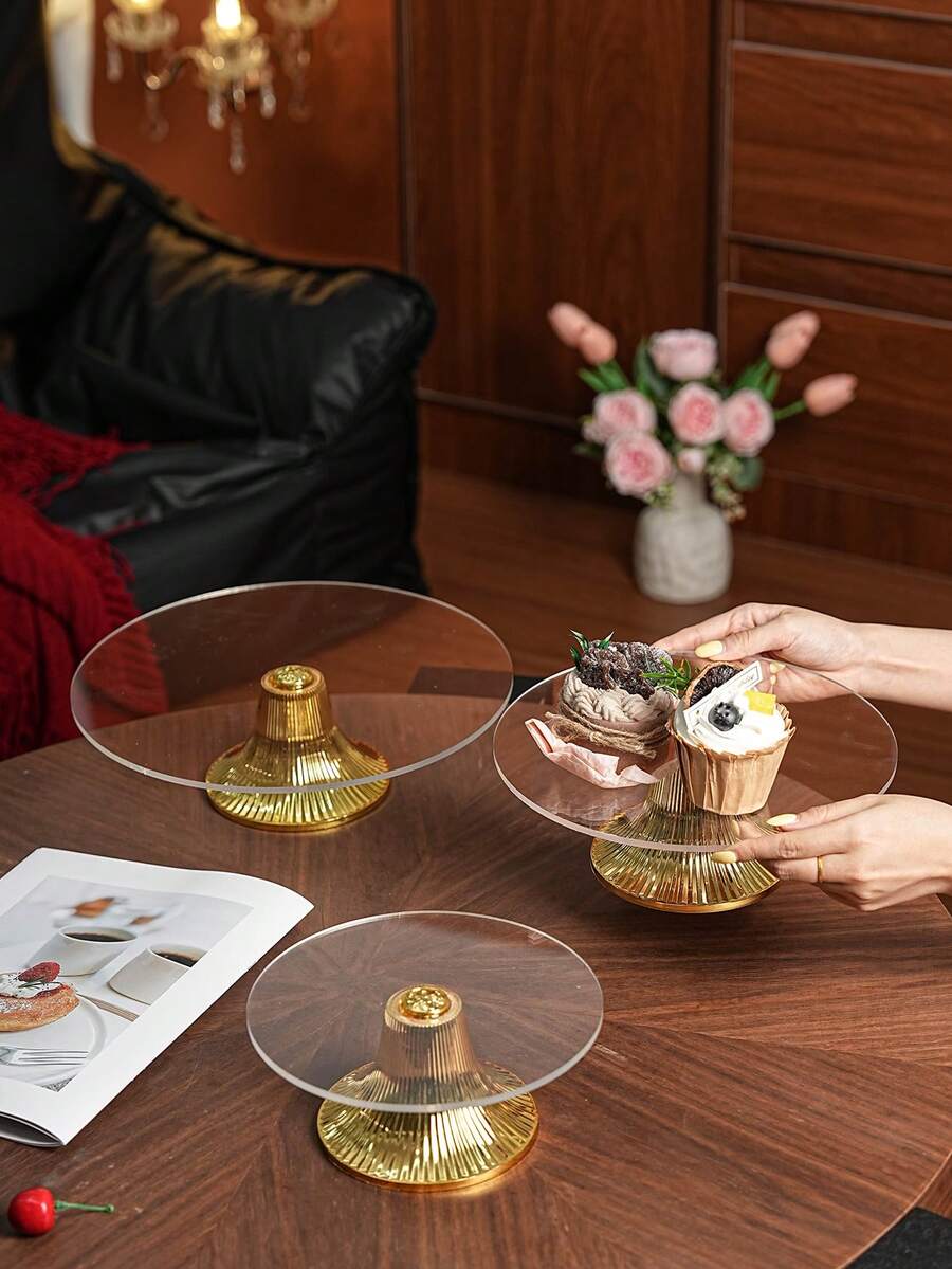 1 件大号/小号光滑蛋糕架/拼盘，用于婚礼/派对小吃、糖果、干果展示，可重复使用的光滑蛋糕架，适用于派对、庆祝活动 - 無色 - 查看 1