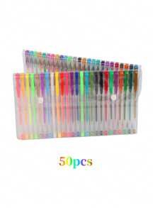50/100pcs Colorful Painting Pens Set, Glitter Gel Pens, Highlighters, Ballpoint Pens For Coloring,For School Supplies,Back To School