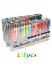 50/100pcs Colorful Painting Pens Set, Glitter Gel Pens, Highlighters, Ballpoint Pens For Coloring,For School Supplies,Back To School