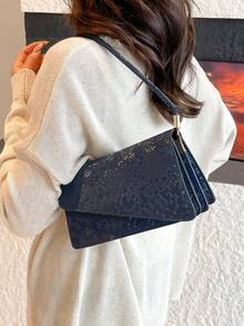 女士简约方形斜挎包，时尚纯色单肩手提包，休闲托特包，复古