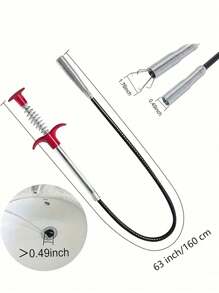 1个不锈钢爪头管道疏通器，用于清除堵塞管道的毛发 - 适用于水槽、马桶、厨房排水管、浴室浴缸排水管的管道疏通工具（62.99英寸） - 彩色 - 查看 10