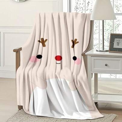 1 pièce Couverture en flanelle de lit avec éléments de Noël, lavable en machine, douce et confortable, couverture en laine légère, couverture d'air conditionné confortable, décoration pour la maison, convient pour offrir des cadeaux à des amis en toutes saisons, Jour de l'An et Halloween, convient pour les canapés, les lits, les voitures, les bureaux, le camping, les voyages, l'extérieur
