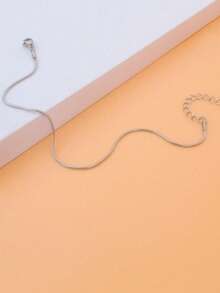 1pc Simple Stainless Steel Chain Anklet, Suitable For Beach Holiday - Silver - View 2