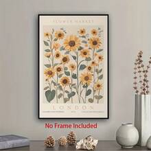 1 Stück Leinwandposter mit Blumen-Markt-Motiv, Londoner Poster-Kunst, Sonnenblumen Wanddekoration, vintage Blumen-Kunstwerk, Ausstellungswand-Dekoration, abstrakte botanische Raum-Dekoration Geschenk-Poster, ungerahmt - Verschiedenfarbig - Übersicht 5