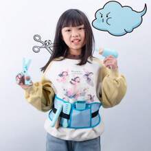 Set de sac en bois pour la coupe de cheveux simulée, outils de jeu de rôle pour la coupe de cheveux et le maquillage pour enfants, jouets de maison de poupée en bois pour bébés, jouets interactifs de puzzle de jeu de rôle