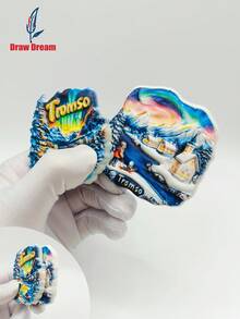 1 件挪威特罗姆瑟雪夜极光 3D 立体冰箱贴，创意精致文化旅游纪念品冰箱贴，家居、厨房、房间装饰配件工艺品 - 彩色 - 查看 6