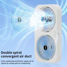 Powerful Dual Head Fan, 2x Cooling Effect, 3 Speed Mini Desk Fan With Quiet Operation, Options For Hanging, Placing On A Table, Or Carrying By Hand, Stylish Device For Outdoor Camping Perfect For Hot Days And Outdoor Activities,1800mAh