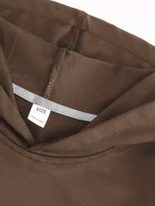 Teen Girl Casual Long Sleeve Solid Color Sweatshirt, Cute Loose Pullover, Suitable For Back To School, Autumn, Homewear, Graduation Ceremony, Female Teachers, Daily Wear - Coffee Brown - View 7