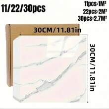 11/22/30 Pieces Of Marble Texture Self-Adhesive Waterproof Wall Tiles, PVC Peeling And Wallpaper And Aluminum Foil Backing, Used For Wall Covering And Thermal Insulation, Easy To Install And Disassemble, Matching Texture Wall Decoration Wall Paper Wall Stickers Room Decor Kitchen Bedroom Living Room Decor