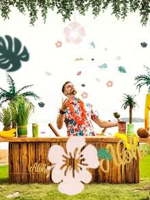 100 ورقة ملونة بموضوع حفلات هاواي - مصممة بأزهار استوائية وأوراق النخيل، تتميز بالأناناس والنص الذهبي "مرحبا"، مثالية لديكور حفلات الزفاف والمهرجانات، وديكور طاولات العطلات والحفلات ذات الموضوع، وديكورات عيد الهالوين وعيد الميلاد.