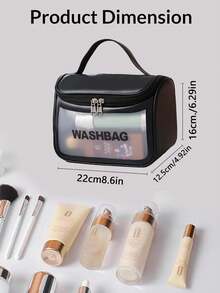 1 件透明 PVC 化妆包，用于化妆工具字母化妆包，防水便携式雪尼尔字母拉链化妆收纳包，简约首字母贴片旅行化妆包，女士浴室洗漱包，送给妈妈的礼物，沙滩包，沙滩必需品，沙滩巾收纳包，沙滩配件，沙滩用品，假日包，冬季和秋季度假必备品，情人节