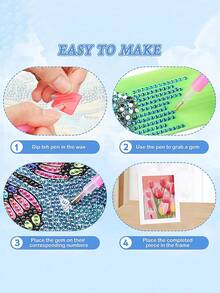 Kit de pintura floral com diamantes para iniciantes, decoração de flores com bordado de diamantes faça você mesmo, presente de arte e artesanato com diamantes