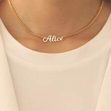 1 buc colier cu nume personalizat scris de mână, colier cu nume personalizat din oțel inoxidabil, pandantiv tăiat cu laser/Design minimalist, pentru femei și bărbați, accesoriu de vară, cadou de petrecere de ziua de naștere/Ziua Îndrăgostiților