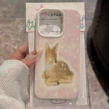 1 pieza Funda de teléfono con patrón de ciervos lindo de TPU, compatible con teléfonos inteligentes / /, color rosa soñador