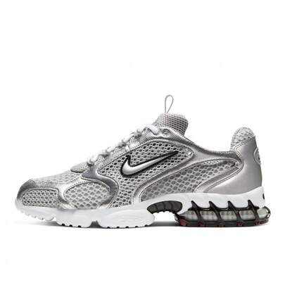  Giày thể thao Nike Air Zoom Spiridon Retro chất liệu lưới thoáng khí, màu bạc ánh kim, unisex CJ1288-001