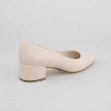 Simple And Fashionable Mid - Heel Women's Square - Toe Block - Heel Single Shoes,Versatile, Elegant And Comfortable, Essential For Various Occasions - 米色 - 查看 6