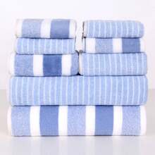 8pcs Coral Fleece Towel Set, Including Bath Towel, Hand Towel, Face Towel, Suitable For Home Use, Absorbent And Thick, Customizable Labels Available - Multicolor - View 1