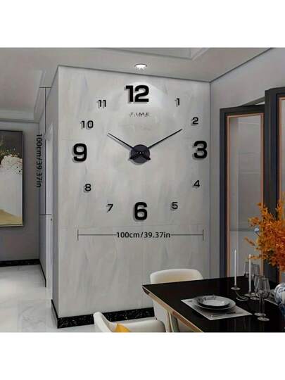 1pc Nordic Silent Self Adhesive Acrylic Wand Clock, 40cm/50cm/80cm/100cm, DIY Digital Sticker Luminous, Perfect Battery Powered (Battery Not Included), Living Room, Bedroom, Kitchen Home Room view 2