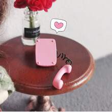 1pc 1:12 Scale Dollhouse Accessories, Mini Telephone Model For Miniature Food Toys, Diorama Scenery, Creative Decor, Toy Model, Terrarium DIY, Alloy Ornament, Christmas/New Year Gift