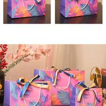 Colorful Gift Bags, Party Gifts, Handbags, Cosmetic Packaging Bags, Universal Paper Bags With Double Ribbons - Multicolor - View 12