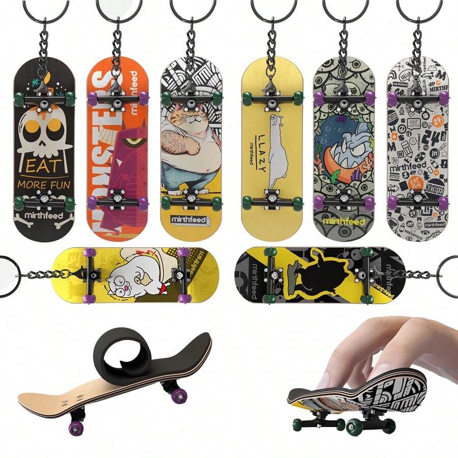 1 件带轴承的手指滑板，专业 5 层枫木手指滑板减压玩具、钥匙扣、背包吊坠、生日礼物、返校礼物 - 彩色 - 查看 1