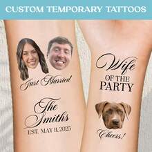 Custom Personalized Fake Tattoos Temporary, Custom Tattoos, Personalized Temporary Tattoos, For Birthday Party Wedding Bride Groom Decor, Custom Text, Personalized Text Contracted, Casual, Basics, Leisure, Unique, Customized, Personalized, Custom, Gifts For Her, Girlfriend, Family, Friends ,Forever Love, Micro-Realism - Multicolor - View 2