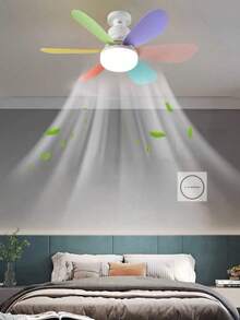 Ceiling Fan With Remote Control, 3-Color Lights, 3 Speeds, With Timer Function, For Kitchen/Bathroom/Bedroom - Nhiều màu - Xem 8