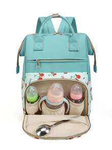 1pc Fashionable Mummy Backpack, Large Capacity Diaper Bag, Portable Maternity & Baby Bag, Can Be Hung On Stroller - Green - View 9