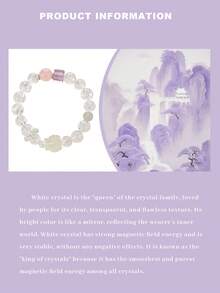 [VE] 1pc High-Quality 925 Sterling Silver Natural White Crystal Bracelet, Amethyst & Rose Quartz For Positive Energy, Paired With Yellow Citrine Nine-Tailed And Green Moonstone. Suitable For Self, Bestie, Girlfriend, Friend, Or Mom. Jewelry Colors Are Random. - Bracelet - View 6