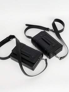 Bolso de hombre tipo mensajero de unicolor, bolso de hombro casual, nueva diseño de verano bolsa para teléfono para hombres - Negro - Ver 12