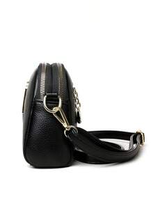 新款时尚经典百搭字母装饰设计单肩包，多层斜挎包，复古时尚包，优雅手提包，金属扣装饰设计单肩包，商务通勤包，适合购物、通勤上班和节日礼物。 - 黑色 - 查看 5