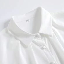 2025 New White Chiffon Short Sleeve Blouse, Workwear Acetate Satin Collar Professional Office Tops, Summer Fashion - trắng - Xem 4