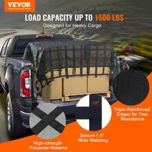 Heavy Duty Cargo Net 120" X 105" With Adjustable Buckles & S-Hooks For Secure Load Management And Transportation - Black - View 8