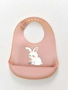 1pc Silicone Bib, Customized Baby Bib, Customized Baby Name, Available Options: Super Whale, Big White Rabbit, Teddy Bear, Rose Unicorn, Owl Patterns, Soft, Anti-Dirty, Anti-Leakage, Adjustable, Unisex Baby Personalized Gift, All Seasons