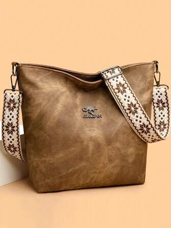 女士复古斜挎包，配有波西米亚风格的肩带，轻便的旅行包，带有多个口袋，适合购物或旅行