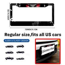 2PC Black Red Anime Eyes 2-Hole License Plate Frame Aluminum Material 6x12 Inches With Screw Set Cartoon Interesting Car Decoration Standard US License Plate Size - 12x6 Inch - View 2