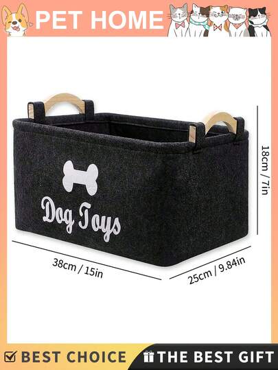 1pc Pet Toy Storage Box, Felt Pet Toy & Accessory Storage Basket, Keeps Home Tidy. Felt Pet Supplies Storage Box, Maintains Home Cleanliness. Indoor Pet Snacks, Toys And Dirty Clothes Storage Basket, Simple And Practical.