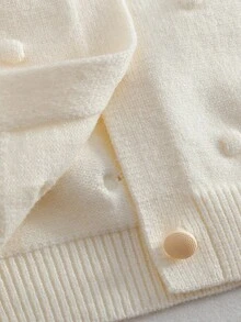 Young Girl Floral Applique Front Button Long Sleeve Cardigan, Autumn/Winter