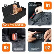 Dog Car Seat Cover, Dog Back Seat Cover Pet Car Seat Protection Waterproof Bench Car Seat Cover, Non-Slip Seat Cover Fits Middle Armrest Of Most Cars Trucks SUVsCWD-00021 - 黑色 - 查看 3