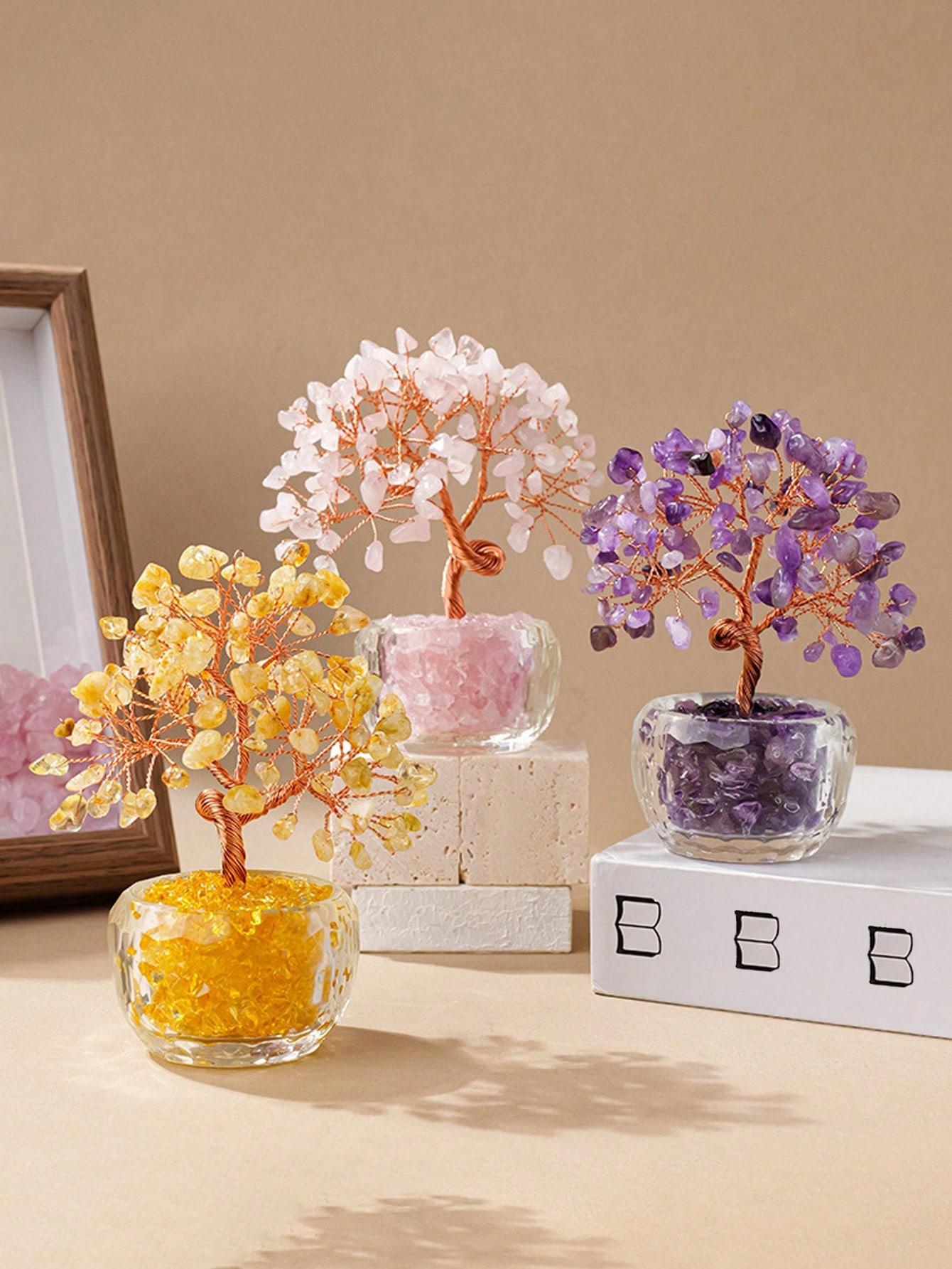 شجرة كريستال الصغيرة الصفراء، ستضيف لمسة من الأناق...