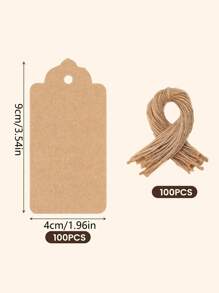 100pcs/Set Kraft Brown, Black And White Paper Tags With String Attached Labels Display Tags Brown Price Tags With String Writable Hang Tags For Clothing, Jewelry, Clothes DIY Crafts Wedding Holiday And Retail Display