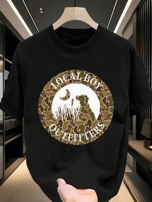 Camo Tee | Men's Camouflage Pattern T-Shirt | Local Boy Outfitters Design | Perfect For Vacation & Casual Wear | 100% Cotton | Unisex Style | Unique Gift Idea - 黑色 - 查看 2